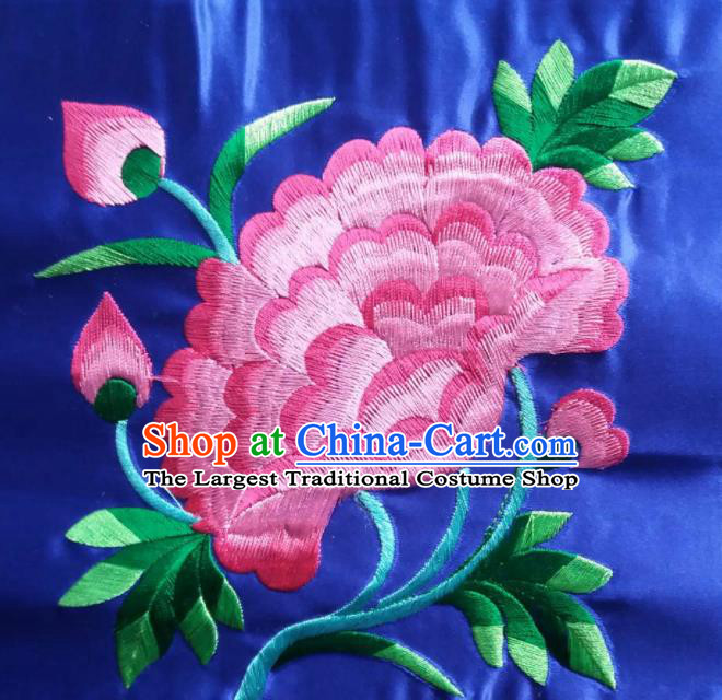 Chinese Traditional Embroidered Pink Flower Applique National Dress Patch Embroidery Cloth Accessories