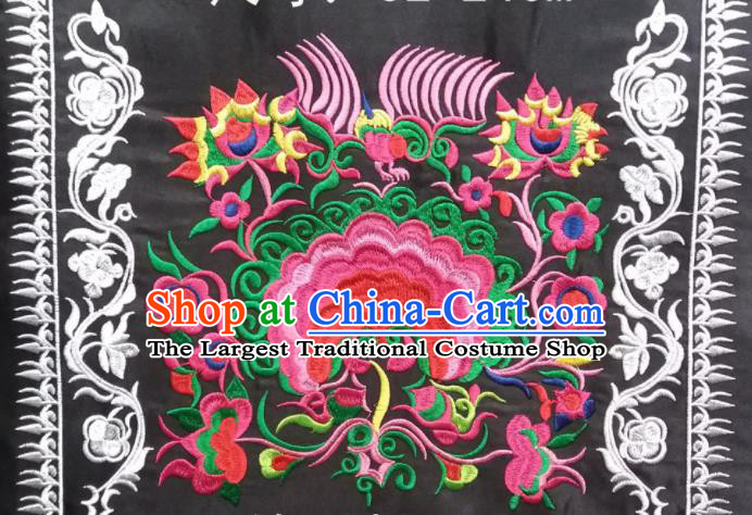 Chinese Traditional Embroidered Flowers Black Applique National Dress Patch Embroidery Cloth Accessories