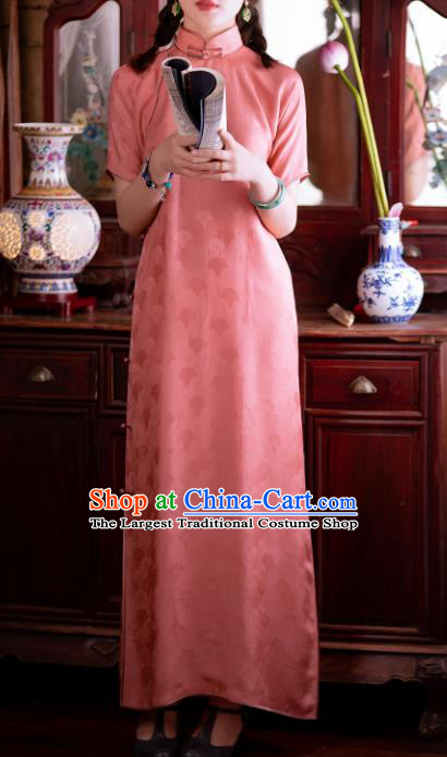 Traditional Chinese National Deep Pink Qipao Dress Tang Suit Cheongsam Costume for Women