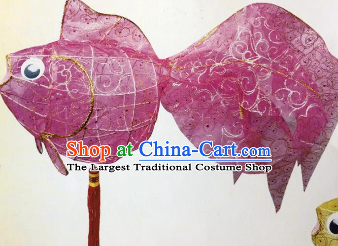 Chinese Traditional New Year Purple Goldfish Palace Lantern Handmade Hanging Lantern Asian Ceiling Lanterns Ancient Lamp