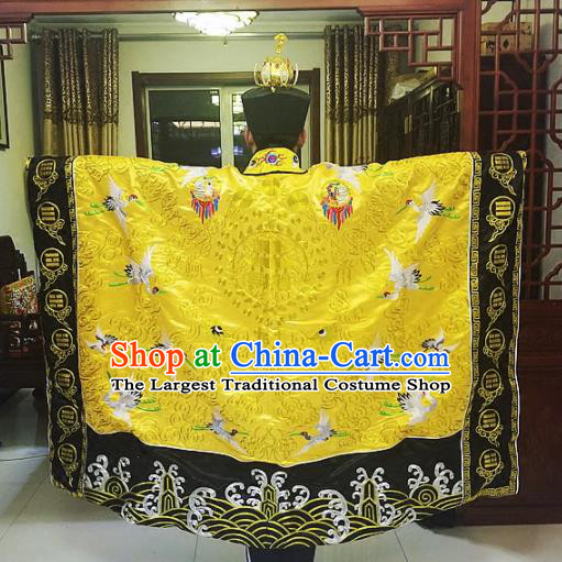 Chinese Traditional Taoism Costume Ancient Taoist Priest Cassocks Embroidered Crane Golden Vestment