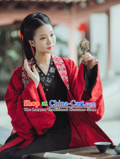 Traditional Chinese Song Dynasty Nobility Lady Red Hanfu Dress Ancient Royal Princess Historical Costumes for Women