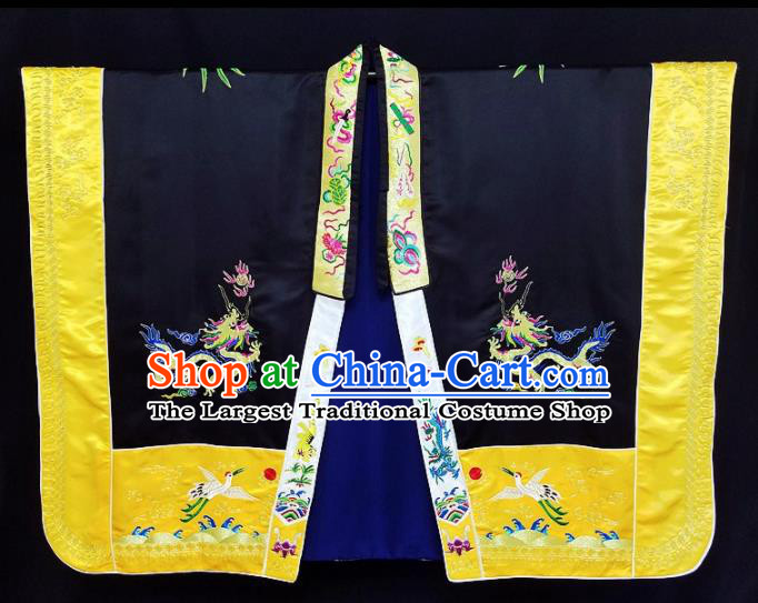 Chinese Ancient Taoist Priest Embroidered Dragon Black Cassocks Traditional Taoism Vestment Costume