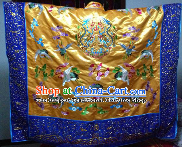 Chinese Ancient Taoist Priest Handmade Embroidered Cloud Cranes Golden Cassocks Traditional Taoism Vestment Costume