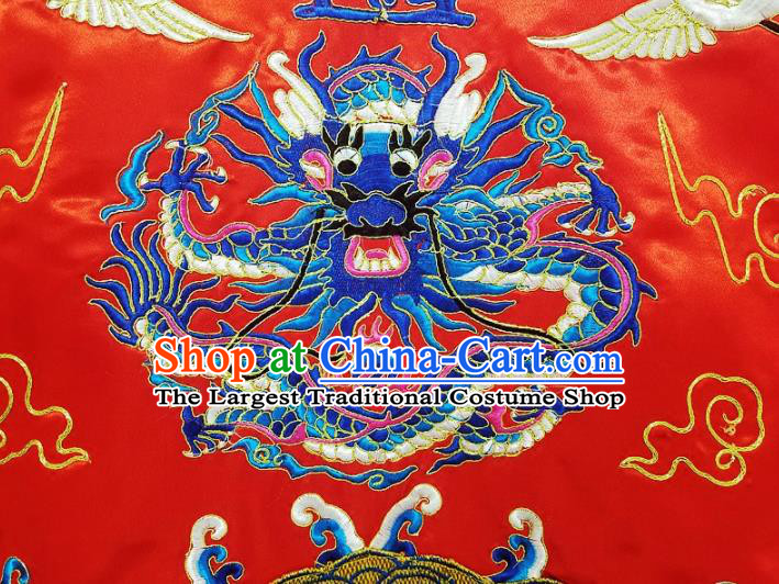 Chinese Ancient Taoist Priest Embroidered Dragon Crane Red Cassocks Traditional Taoism Vestment Costume