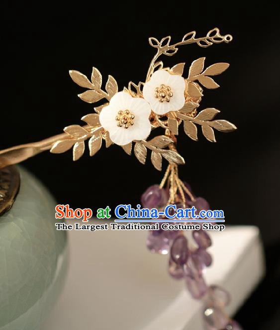 Traditional Chinese Hanfu Purple Grape Tassel Hair Clip Ancient Court Queen Hairpins Handmade Hair Accessories for Women