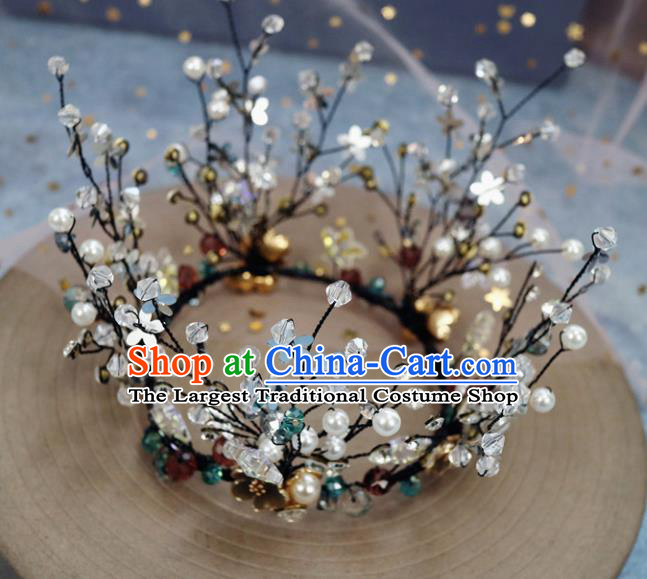 Handmade Baroque Princess Crystal Black Royal Crown Children Hair Clasp Hair Accessories for Kids