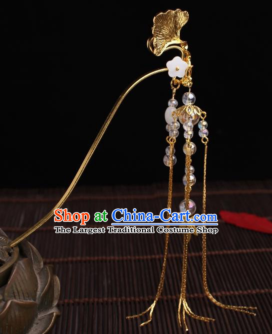 Traditional Chinese Hanfu Golden Ginkgo Leaf Hair Clip Ancient Court Princess Hairpins Handmade Hair Accessories for Women