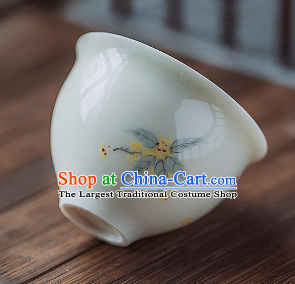 Chinese Classical Hand Printing Fragrans Jingdezhen Shi Tea Cup Porcelain Ceramics Teacup