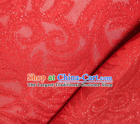 Traditional Chinese Classical Ombre Flowers Pattern Red Silk Fabric Ancient Hanfu Dress Silk Cloth