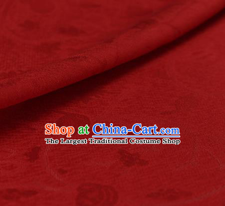 Traditional Chinese Classical Plum Blossom Pattern Red Silk Fabric Ancient Hanfu Dress Silk Cloth