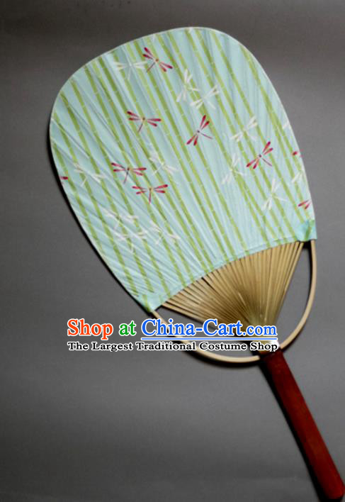 Traditional Chinese Handmade Green Paper Palace Fans Bamboo Fans