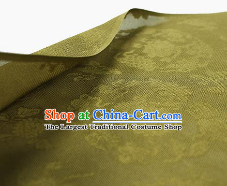 Traditional Chinese Classical Peony Pattern Olive Green Silk Fabric Ancient Hanfu Dress Silk Cloth