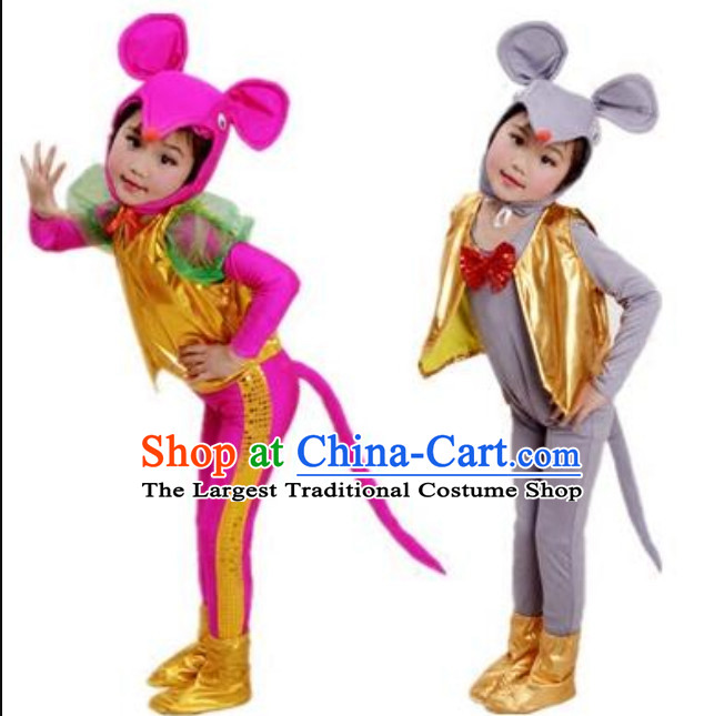 Chinese Lunar New Year Celebration Rat Year Mouse Dance Costume Complete Set for Children