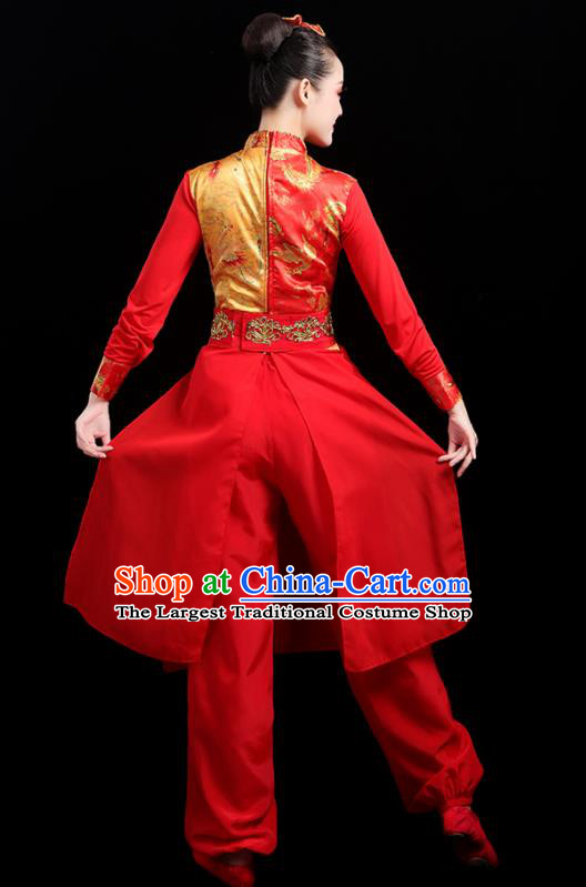 Chinese Traditional Folk Dance Red Outfits Drum Dance Classical Dance Yangko Costume for Women