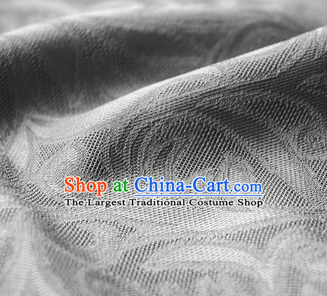 Traditional Chinese Classical Phoenix Flower Pattern Design Grey Silk Fabric Ancient Hanfu Dress Silk Cloth