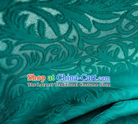 Traditional Chinese Classical Phoenix Flower Pattern Design Deep Green Silk Fabric Ancient Hanfu Dress Silk Cloth