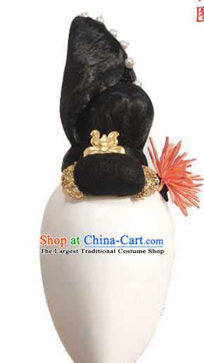 Chinese Traditional Classical Dance Hair Accessories Yang Yin Dance Wig Chignon Headdress for Women