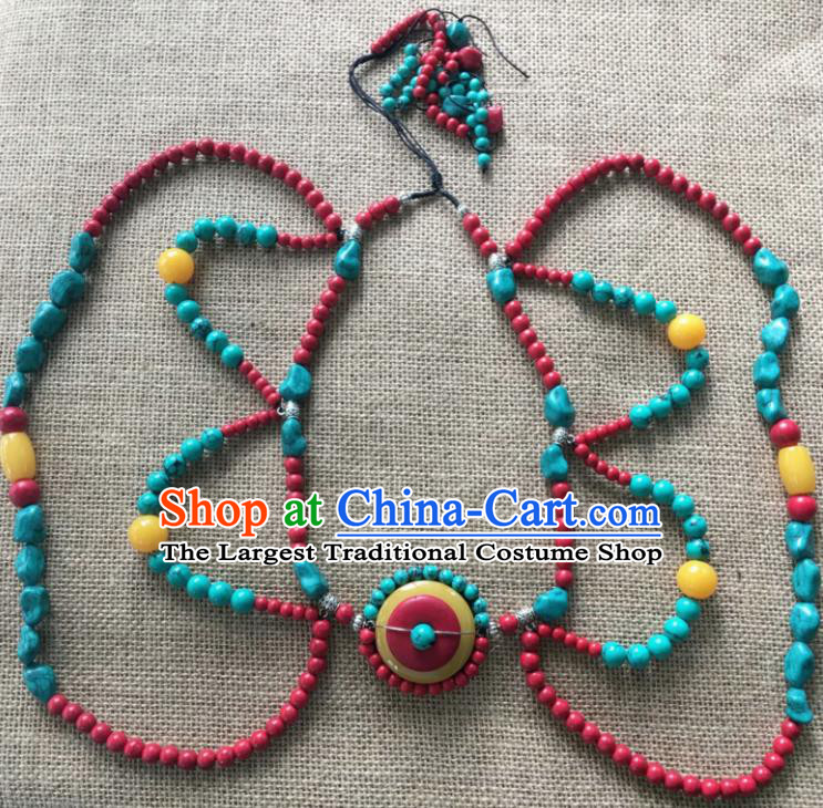 Chinese Traditional Tibetan Ethnic Beads Tassel Hair Clasp Hair Accessories Zang Minority Nationality Headwear for Women