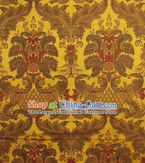 Asian Chinese Traditional Buddhism Auspicious Pattern Golden Brocade Tibetan Robe Satin Fabric Chinese Silk Material