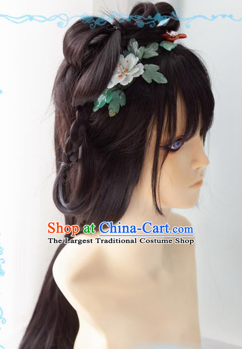 Chinese Traditional Cosplay Imperial Concubine Wigs Ancient Swordswoman Wig Sheath Hair Accessories for Women