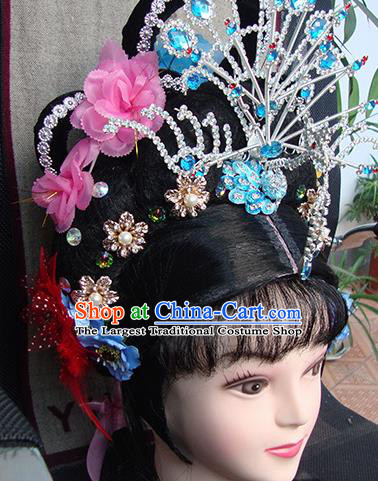 Chinese Beijing Opera Princess Phoenix Headgear Traditional Peking Opera Wig Sheath and Hair Accessories for Women