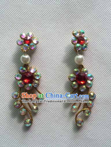 Chinese Beijing Opera Princess Golden Earrings Traditional Peking Opera Diva Jewelry Accessories for Women