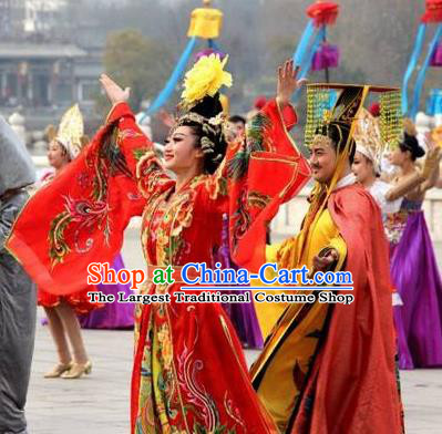 Chinese The Dream of Tang Dynasty Consort Yang and Xuan Emperor Stage Show Costumes for Women for Men