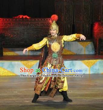 Chinese The Dream of Datang Tang Dynasty General Helmet and Armour Stage Performance Dance Costume for Men