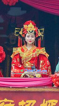 Chinese Love Song of Lijiang Bride Classical Dance Red Dress Stage Performance Ethnic Costume for Women