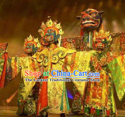 Chinese Impression Tibetan Zang Nationality Clothing Stage Performance Folk Dance Costume for Men