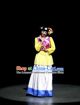 Chinese Lishui Jinsha Yi Nationality Dance White Dress Ethnic Stage Performance Costume and Headpiece for Women