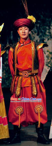 Chinese Lishui Jinsha Yi Nationality Dance Wedding Clothing Ethnic Stage Performance Costume for Men
