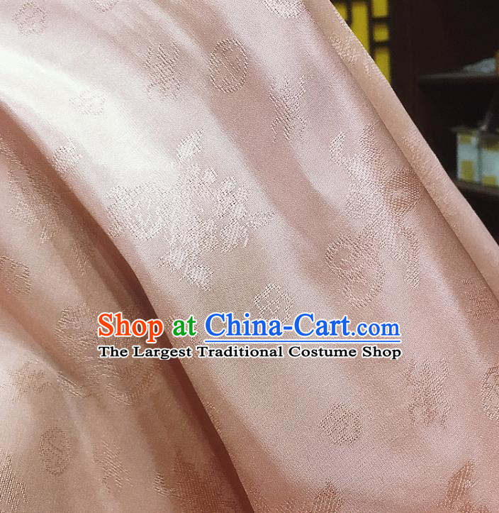 Chinese Classical Pattern Light Pink Silk Fabric Traditional Ancient Hanfu Dress Brocade Cloth