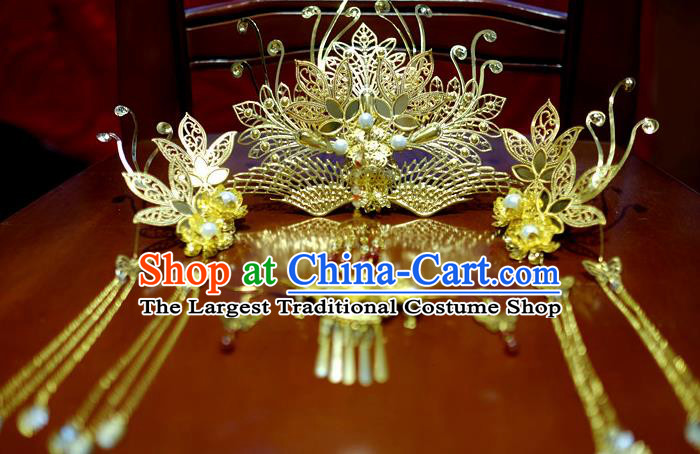 Chinese Traditional Ancient Court Queen Hair Comb Hairpins Classical Hanfu Hair Accessories Complete Set for Women