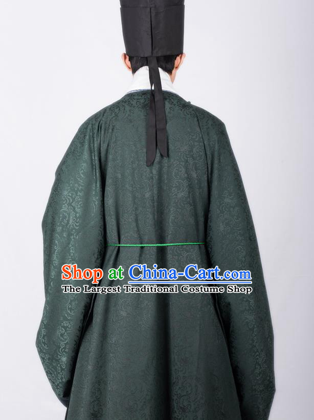 Chinese Traditional Ming Dynasty Scholar Hanfu Green Robe Ancient Taoist Priest Costume for Men