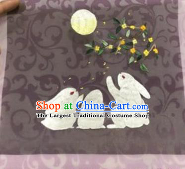 Chinese Traditional Suzhou Embroidery Moon Rabbit Cloth Accessories Embroidered Patches Embroidering Craft