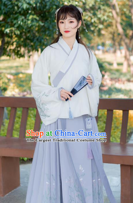 Traditional Chinese Ming Dynasty Winter Replica Costumes Ancient Nobility Hanfu Vest and Dress for Women