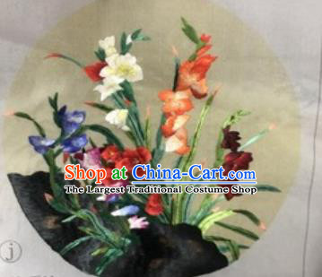 Chinese Traditional Suzhou Embroidery Orchid Cloth Accessories Embroidered Patches Embroidering Craft