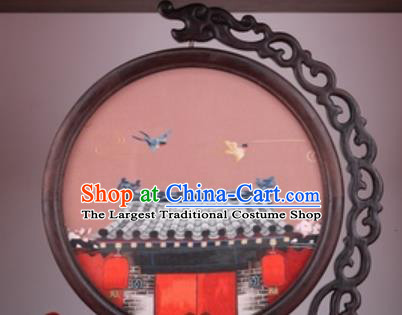 Chinese Traditional Suzhou Embroidery Palace Table Folding Screen Embroidered Rosewood Decoration Embroidering Craft