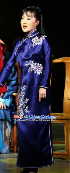 Traditional Chinese Drama Tian Ming Classical Dance Royalblue Costume and Headwear for Women