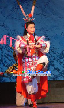 Bai Tu Ji Traditional Chinese Shaoxing Opera Takefu Stage Performance Costumes and Headwear for Men