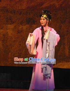 Bai Tu Ji Traditional Chinese Shaoxing Opera Diva Pink Costume and Headwear for Women
