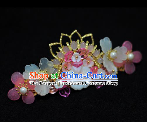 Traditional Chinese Classical Lotus Hair Crown Hairpins Ancient Princess Hanfu Hair Accessories for Women