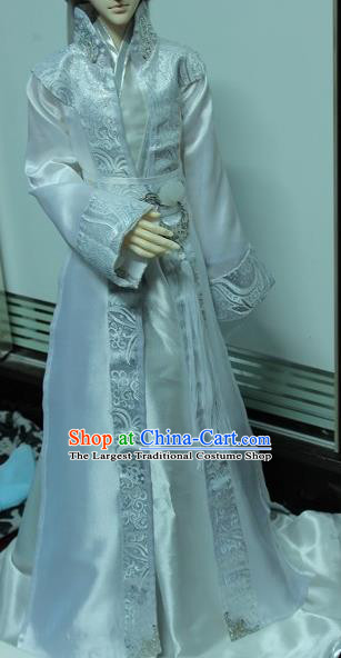 Traditional Chinese Cosplay Royal Prince White Clothing Ancient Swordsman Nobility Childe Costume for Men