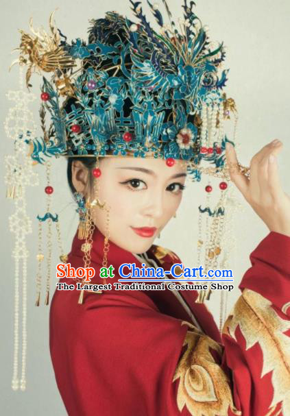 Traditional Chinese Ming Dynasty Phoenix Coronet Hairpins Ancient Queen Hanfu Hair Accessories for Women