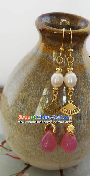 Traditional Chinese Hanfu Golden Earrings Classical Ear Accessories for Women
