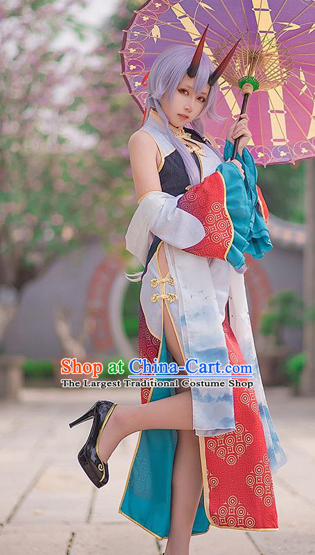 Traditional Chinese Cosplay Swordswoman Qipao Dress Ancient Heroine Costume for Women