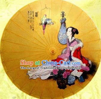 Chinese Handmade Printing Ancient Beauty Wang Zhaojun Oil Paper Umbrella Traditional Decoration Umbrellas