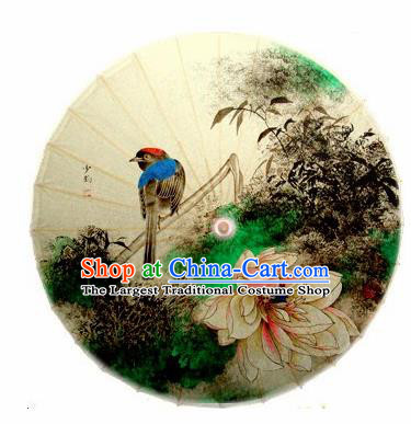 Chinese Handmade Printing Peony Bird Oil Paper Umbrella Traditional Decoration Umbrellas